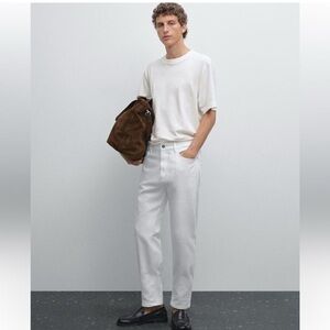 MASSIMO DUTTI Man Pants NEW Casual Fit Jean Style Trousers Linen White Size 30L